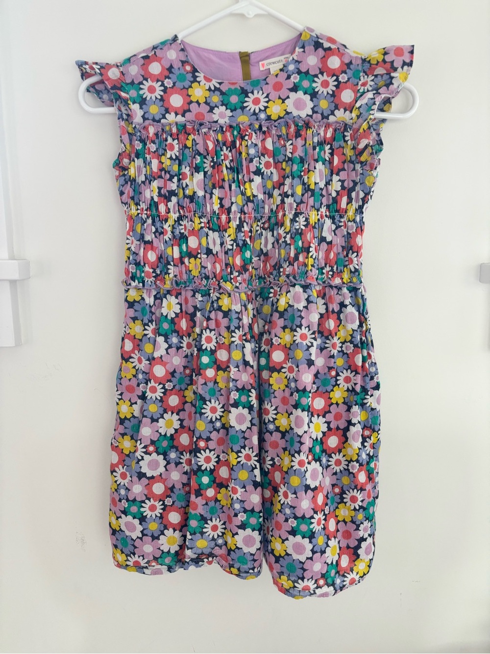 Crewcuts Purple Floral Smocked Casual Dress